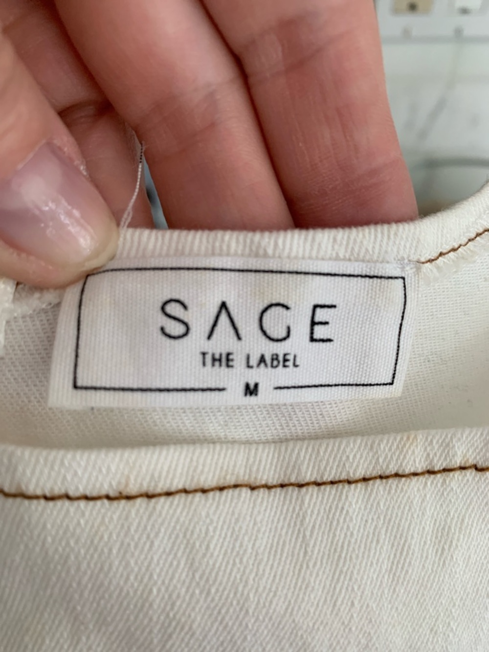 light denim Dress with Brown Contrast Stitching - Picture 6 of 12